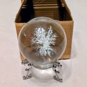 Glass Ball on Stand w Tree of life